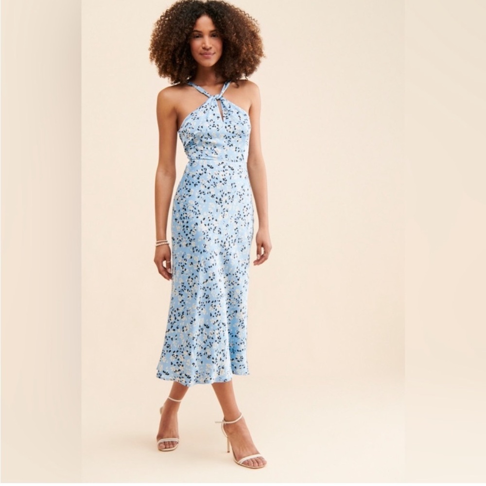 ASTR The Label Blue Floral Halter Midi Dress